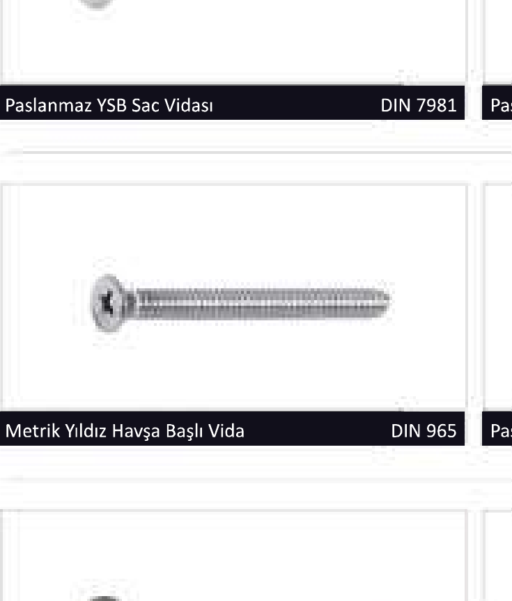 Metrik Yıldız Havşa Başlı Vida