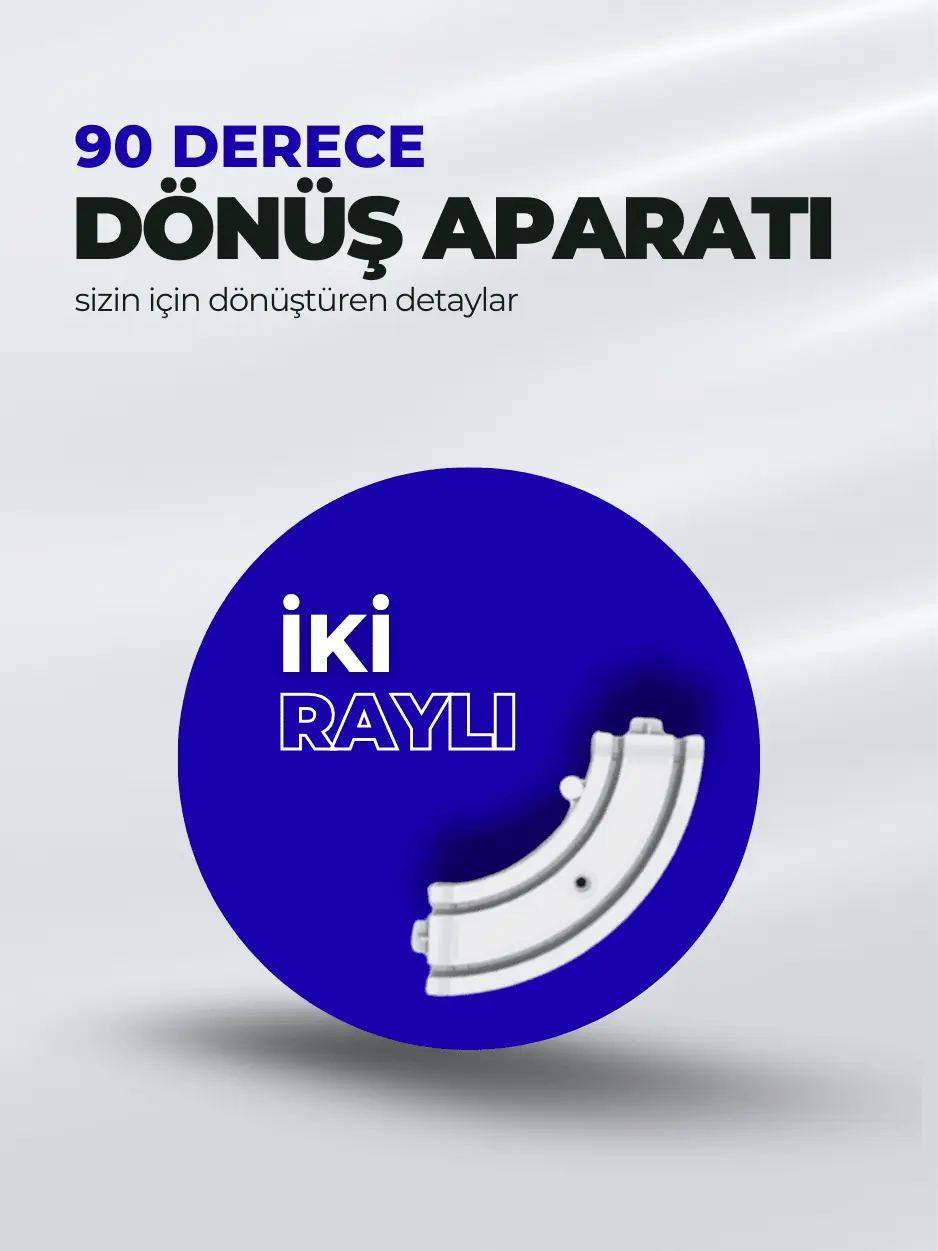 2 Raylı 90 Derece Korniş Dönüş Aparatı